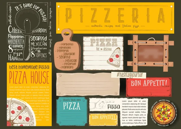 Placemat para Pizzaria — Vetor de Stock