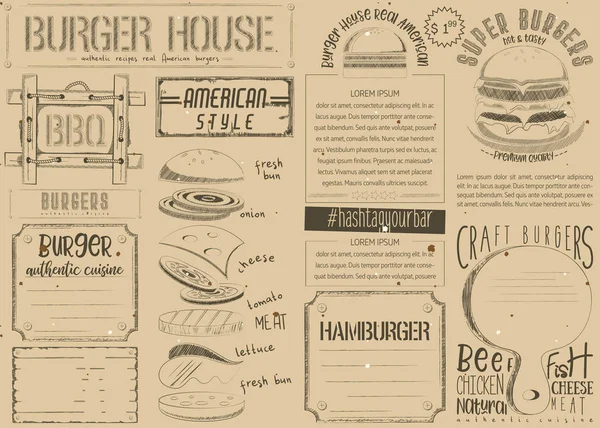工艺纸上的汉堡垫 — 图库矢量图片
