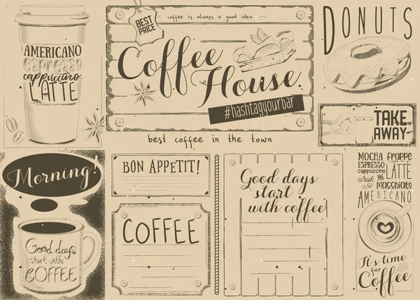 Menu Café Placemat — Vetor de Stock