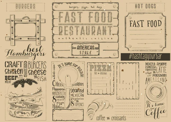 Fast Food Restaurante Placemat — Vetor de Stock