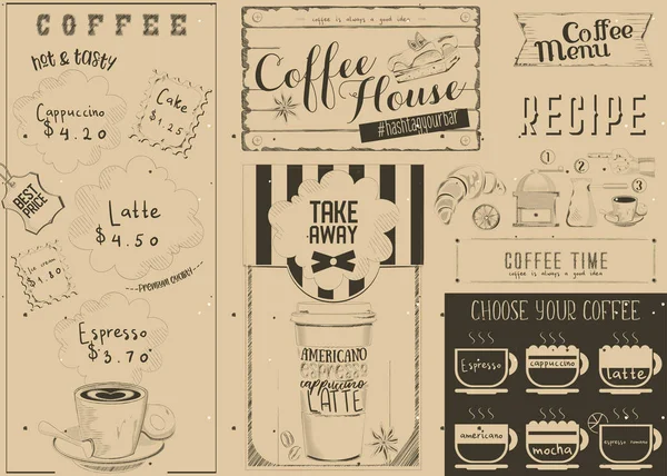 Меню Coffee Placemat — стоковый вектор