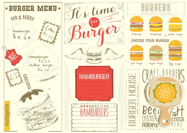 Menu de modelo para Burger House — Vetor de Stock