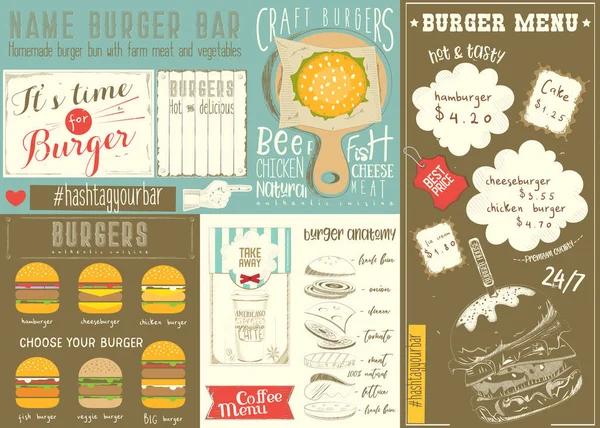 Template Menu for Burger House — Stock Vector