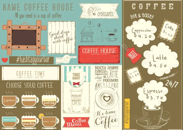 Vorlagen-Menü für Kaffeehaus — Stockvektor