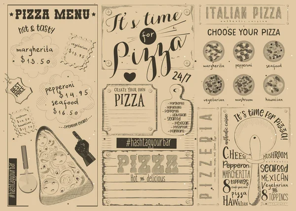 Menu Pizza Placemat — Vetor de Stock