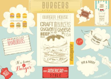 Burger House için şablon menü Amerikan Servisi