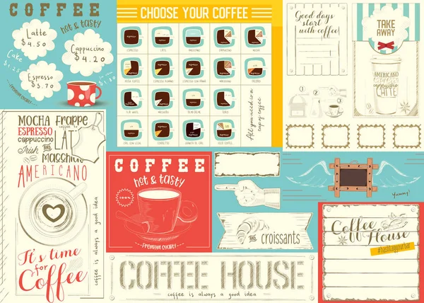Modèle de napperon de menu de café — Image vectorielle
