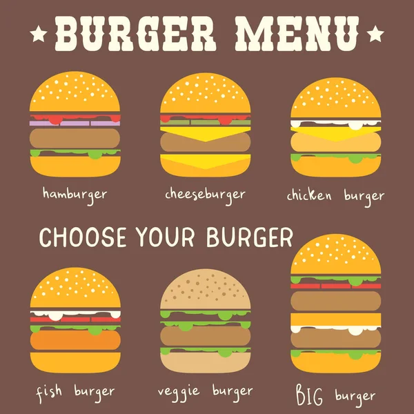 Menu de hambúrguer — Vetor de Stock