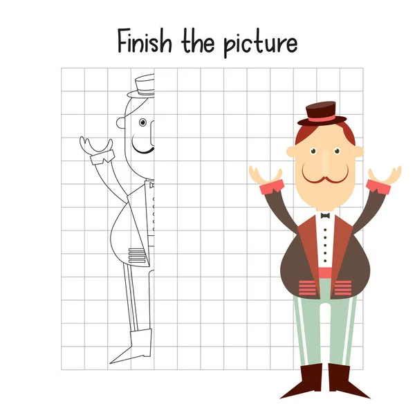 Finish Picture Funny Tamer Logic Games Preschool Kindergarten School Coloring — Stock Vector
