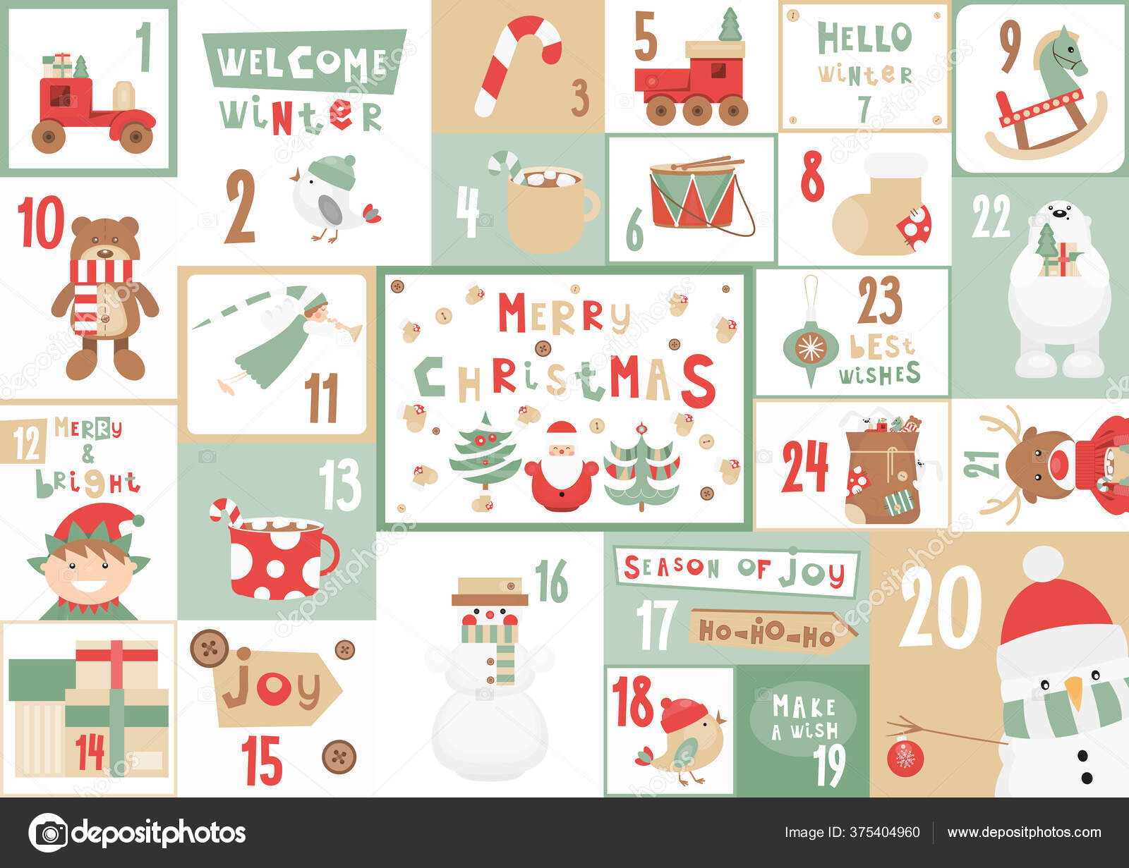 Advent Calendar Kids Christmas Poster Cartoon Christmas Characters Symbols Vector Stock Vector C Elfivetrov Advent Calendar Kids Christmas Poster Cartoon Christmas Characters Symbols Vector Stock Vector C Elfivetrov