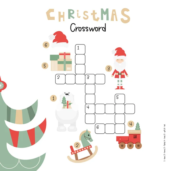 Χριστουγεννιάτικο Παιδικό Σταυρόλεξο Στα Αγγλικά Puzzle Παιχνίδι Χαρακτήρες Κινουμένων Σχεδίων Royalty Free Εικονογραφήσεις Αρχείου