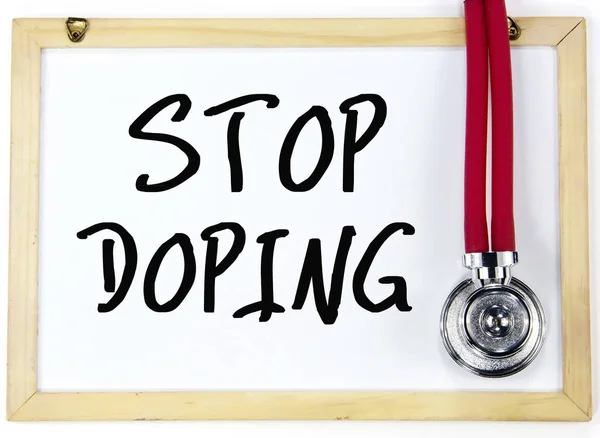 Stopp Doping Text schreiben auf Tafel — Stockfoto