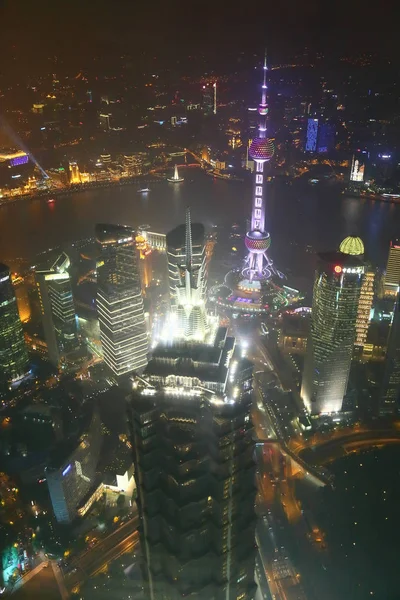 Shanghai Pudong Lujiazui Gebäude Nachtlandschaft — Stockfoto