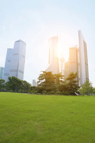 Skyline van Pudong Lujiazui Shanghai Central Park — Stockfoto