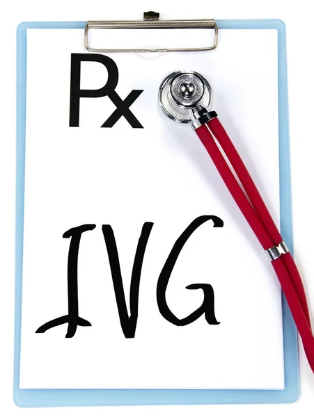 IVG parola scrivere su prescrizione medica — Foto Stock