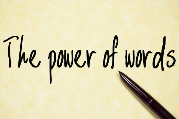 El poder de las palabras texto escribir en papel — Foto de Stock