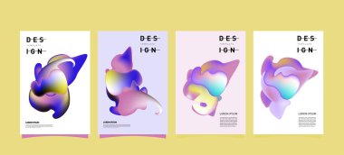 Soyut renkli curvy sıvı kapsar ve poster ayarlayın. Kabarcık şekillerin düzeni tasarım kompozisyon ve şablon.