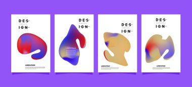 Soyut renkli curvy sıvı kapsar ve poster ayarlayın. Kabarcık şekillerin düzeni tasarım kompozisyon ve şablon.