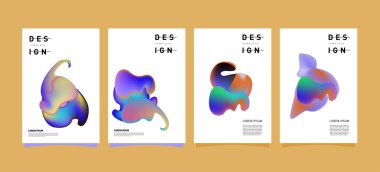 Soyut renkli curvy sıvı kapsar ve poster ayarlayın. Kabarcık şekillerin düzeni tasarım kompozisyon ve şablon.