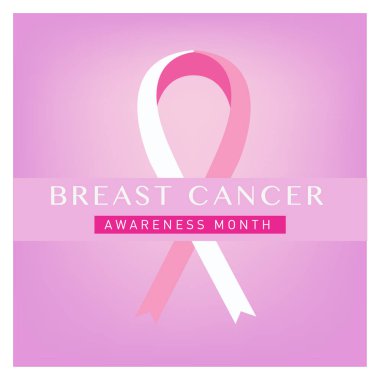 Meme Kanseri Bilinçlendirme ay kartı. Pembe kurdele vektör çizim poster şablonu.