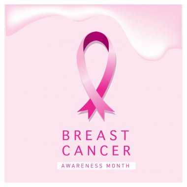 Meme Kanseri Bilinçlendirme ay kartı. Pembe kurdele vektör çizim poster şablonu.