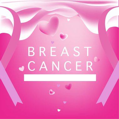 Meme Kanseri Bilinçlendirme ay kartı. Pembe kurdele vektör çizim poster şablonu.