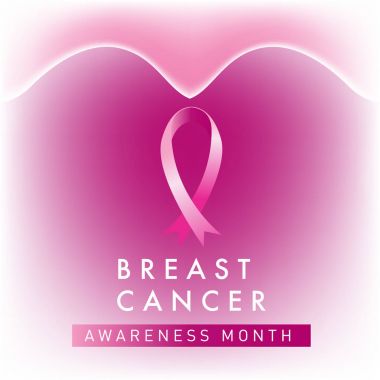 Meme Kanseri Bilinçlendirme ay kartı. Pembe kurdele vektör çizim poster şablonu.