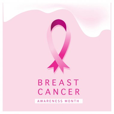 Meme Kanseri Bilinçlendirme ay kartı. Pembe kurdele vektör çizim poster şablonu.