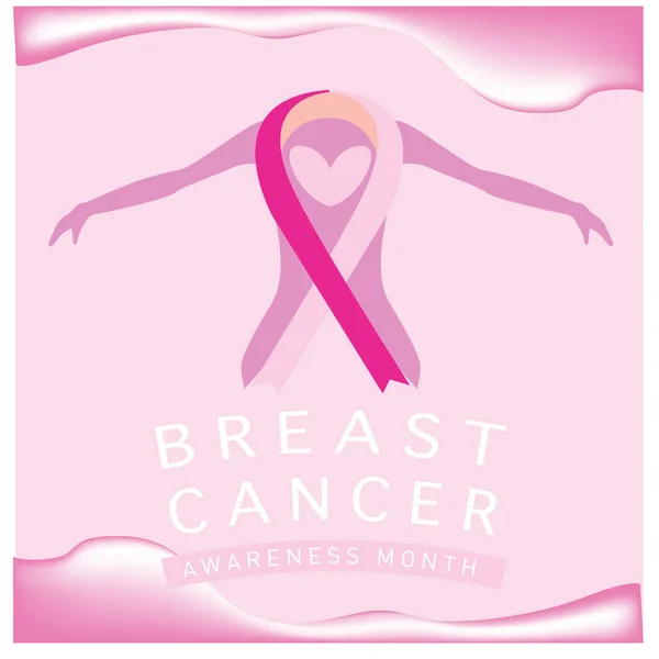 Rak piersi świadomości miesiąc karty. Różowa tasiemka wektor ilustracja plakat szablon. — Wektor stockowy