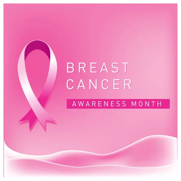 Rak piersi świadomości miesiąc karty. Różowa tasiemka wektor ilustracja plakat szablon. — Wektor stockowy