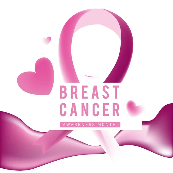 Carte du mois de sensibilisation au cancer du sein. Modèle d'affiche d'illustration vectorielle de ruban rose . — Image vectorielle