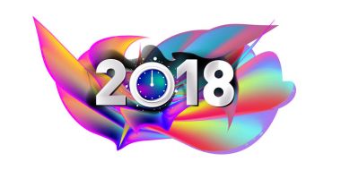 2018 yeni yıl renkli akrilik boya 3d tasarım öğesi sunumlar, el ilanları, broşürler, kartpostallar ve posterler için arka plan üzerinde. Vektör çizim