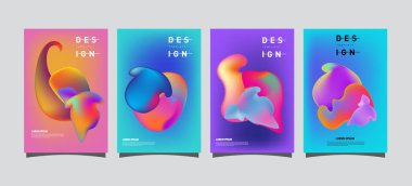 Renkli soyut sıvı ve sıvı poster ve kapak tasarımı. En az geometrik desen degradeler arka planlar