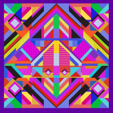 Trendy geometrik vektör çizim öğeleri ve soyut renkli dokular ile. Yaz tatil için poster, kart, broşür ve tanıtım şablon tasarlayın. Moda sanat baskı ve arka plan.