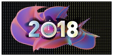 2018 yeni yıl renkli akrilik boya 3d tasarım öğesi sunumlar, el ilanları, broşürler, kartpostallar ve posterler için arka plan üzerinde. Vektör çizim