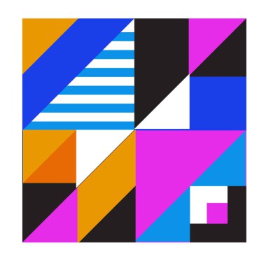 Trendy geometrik kaleydoskop öğeleri memphis tebrik kartları tasarımı. Retro tarzı doku, desen ve öğeleri. Modern soyut tasarım poster ve kapak şablonu