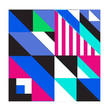 Trendy geometrik kaleydoskop öğeleri memphis tebrik kartları tasarımı. Retro tarzı doku, desen ve öğeleri. Modern soyut tasarım poster ve kapak şablonu