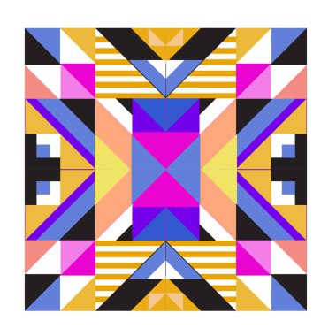 Trendy geometrik kaleydoskop öğeleri memphis tebrik kartları tasarımı. Retro tarzı doku, desen ve öğeleri. Modern soyut tasarım poster ve kapak şablonu