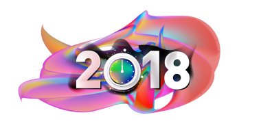 2018 yeni yıl renkli akrilik boya 3d tasarım öğesi sunumlar, el ilanları, broşürler, kartpostallar ve posterler için arka plan üzerinde. Vektör çizim