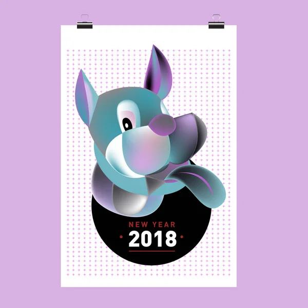 Çin yeni yılı 2018 şenlikli vektör kartı tasarımı ile şirin köpek, 2018 yıl zodyak sembolü 