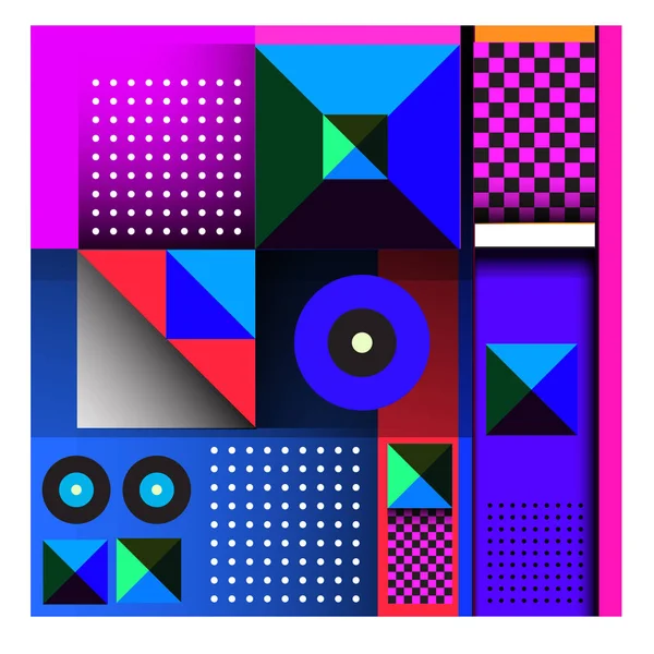 Trendy geometrik öğeleri memphis tasarımı renkli ve parlak. Retro 90s doku, desen ve öğeleri tarzı. Modern arka plan tasarımı ve kapak şablonu.