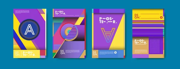 Buntes Geometrisches Plakat Und Coverdesign Minimale Geometrische Musterverläufe Hintergründe — Stockvektor