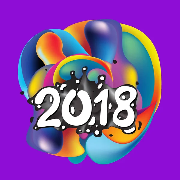 2018 mutlu yeni yıl tatil tebrik kartı sıvı renkli arka plan üzerinde