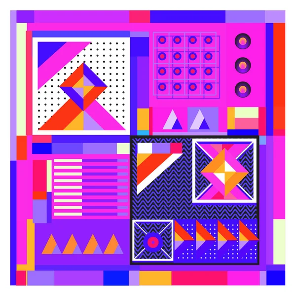 Trendy geometrik öğeleri memphis tasarımı renkli ve parlak. Retro 90s doku, desen ve öğeleri tarzı. Modern arka plan tasarımı ve kapak şablonu