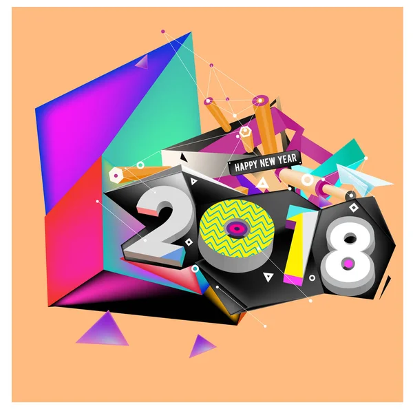 Yeni yıl 2018. Renkli tasarım.