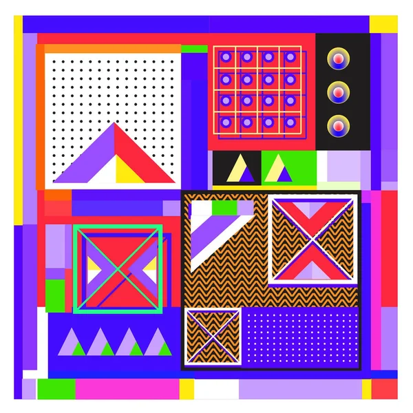 Trendy geometrik öğeleri memphis tasarımı renkli ve parlak. Retro 90s doku, desen ve öğeleri tarzı. Modern arka plan tasarımı ve kapak şablonu