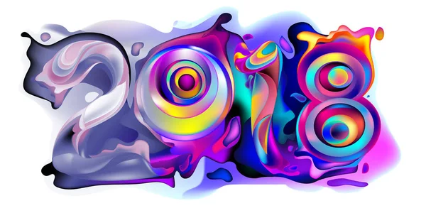 2018 yeni yıl renkli akrilik boya 3d tasarım öğesi sunumlar, el ilanları, broşürler, kartpostallar ve posterler için arka plan üzerinde. Vektör çizim