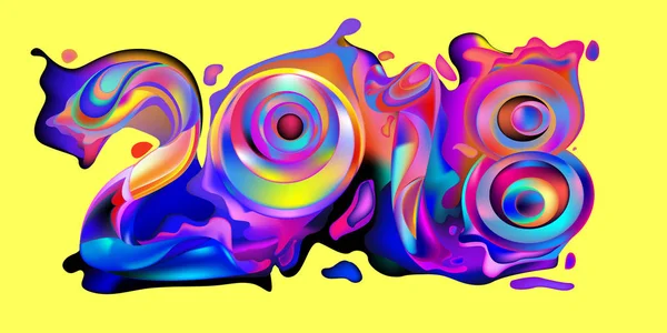 2018 yeni yıl renkli akrilik boya 3d tasarım öğesi sunumlar, el ilanları, broşürler, kartpostallar ve posterler için arka plan üzerinde. Vektör çizim