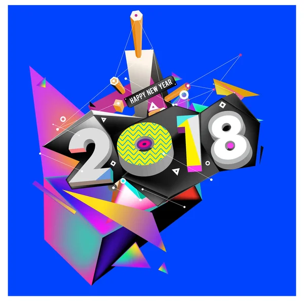 Año Nuevo 2018 Diseño Colorido — Vector de stock