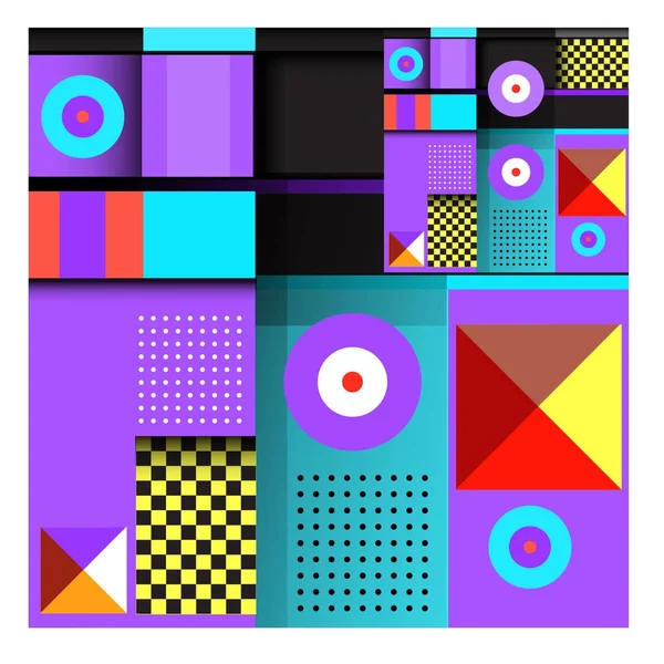 Trendy geometrik öğeleri memphis tasarımı renkli ve parlak. Retro 90s doku, desen ve öğeleri tarzı. Modern arka plan tasarımı ve kapak şablonu.